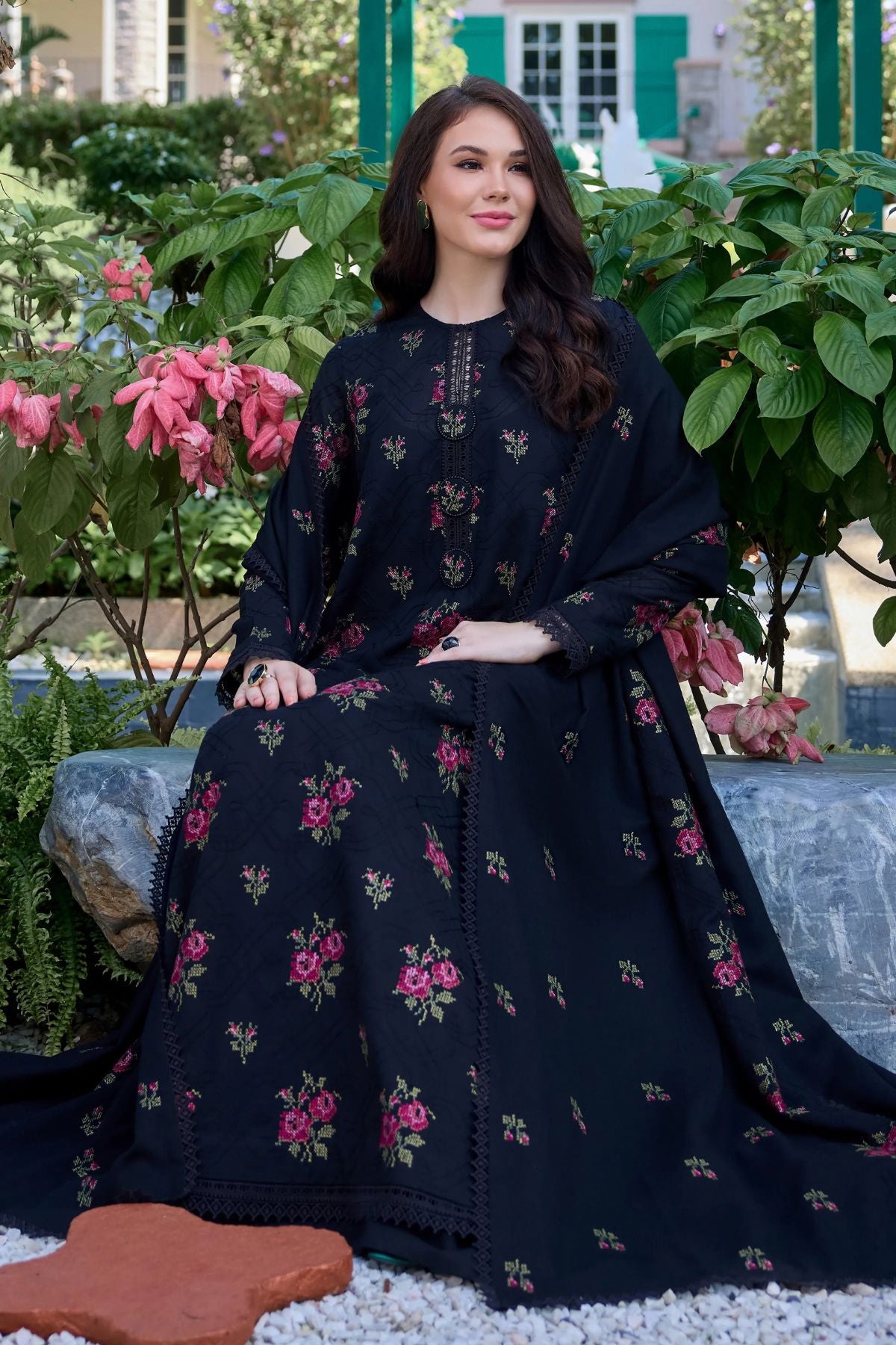 Bareeze 3PC Embroidered Karandi Suit with Embroidered Karandi Shwal -BS2306