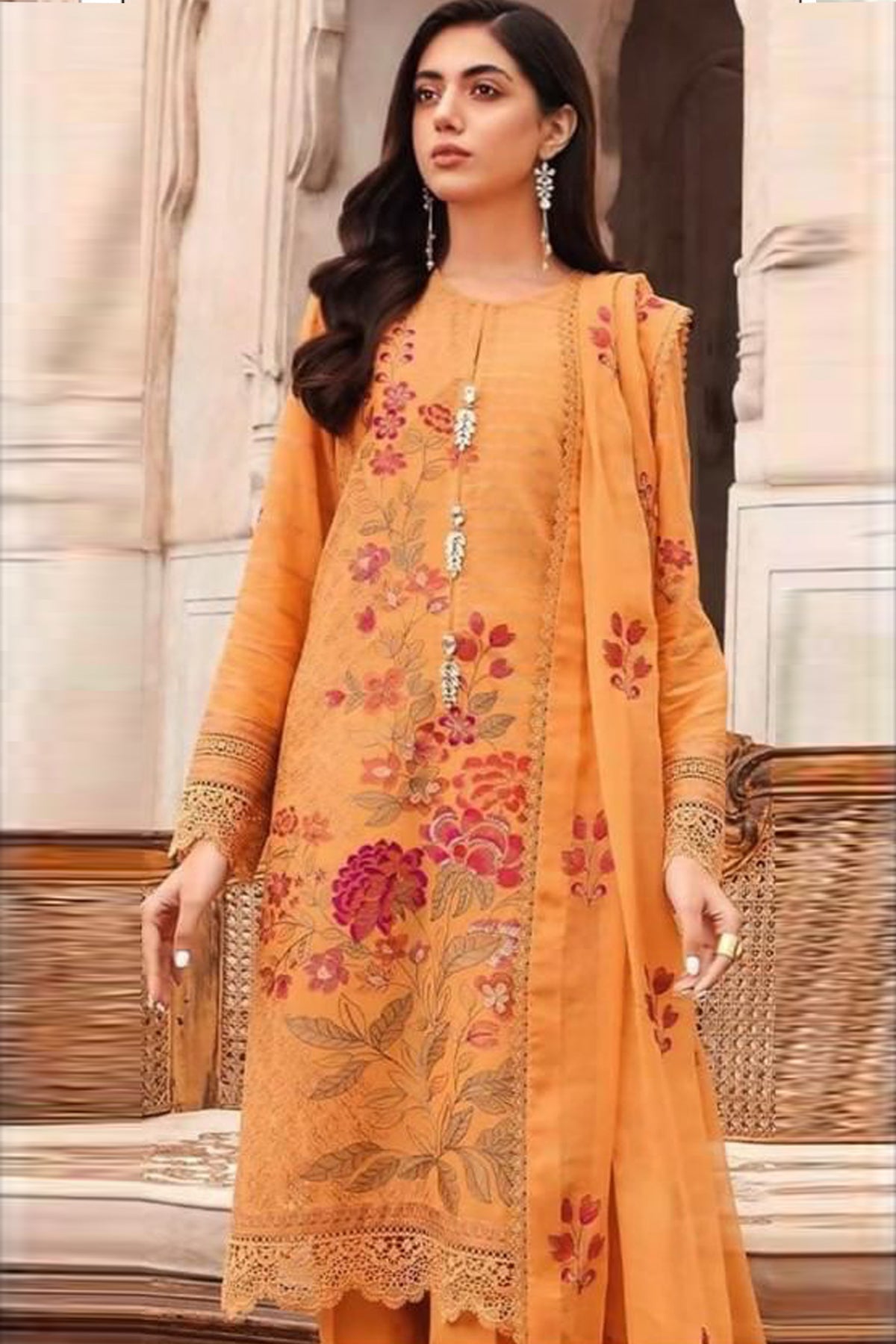 Bareeze 3PC Embroidered Lawn Suit with pure chiffon Dupatta - BS102112