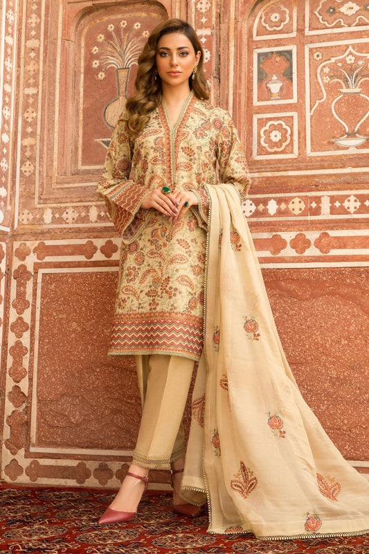 Bareeze Embroidered Lawn 3Pc with Embroidered Dupata- BS1686