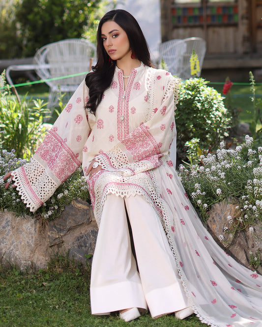 Bareeze 3PC Embroidered Lawn Suit with Embroidered chiffon Dupatta -BS2266