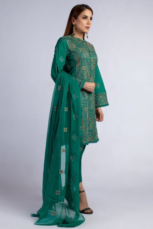 Bareeze Summer Lawn 3pc with Embroidered chiffon dupatta- BS1815