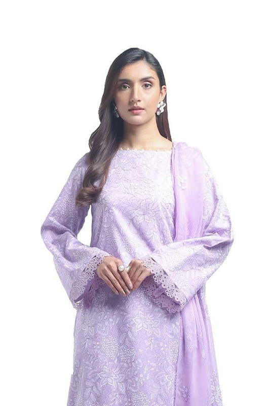 Bareeze Embroidered Lawn 3pc with Embroidered Chiffon Dupatta- BS1996