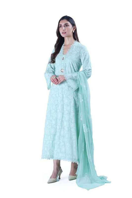 Bareeze Embroidered Lawn 3pc with Embroidered Chiffon Dupatta- BS1995