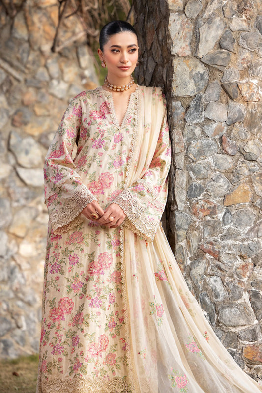 Bareeze 3PC Embroidered Lawn Suit with Embroidered chiffon Dupatta -BS2257