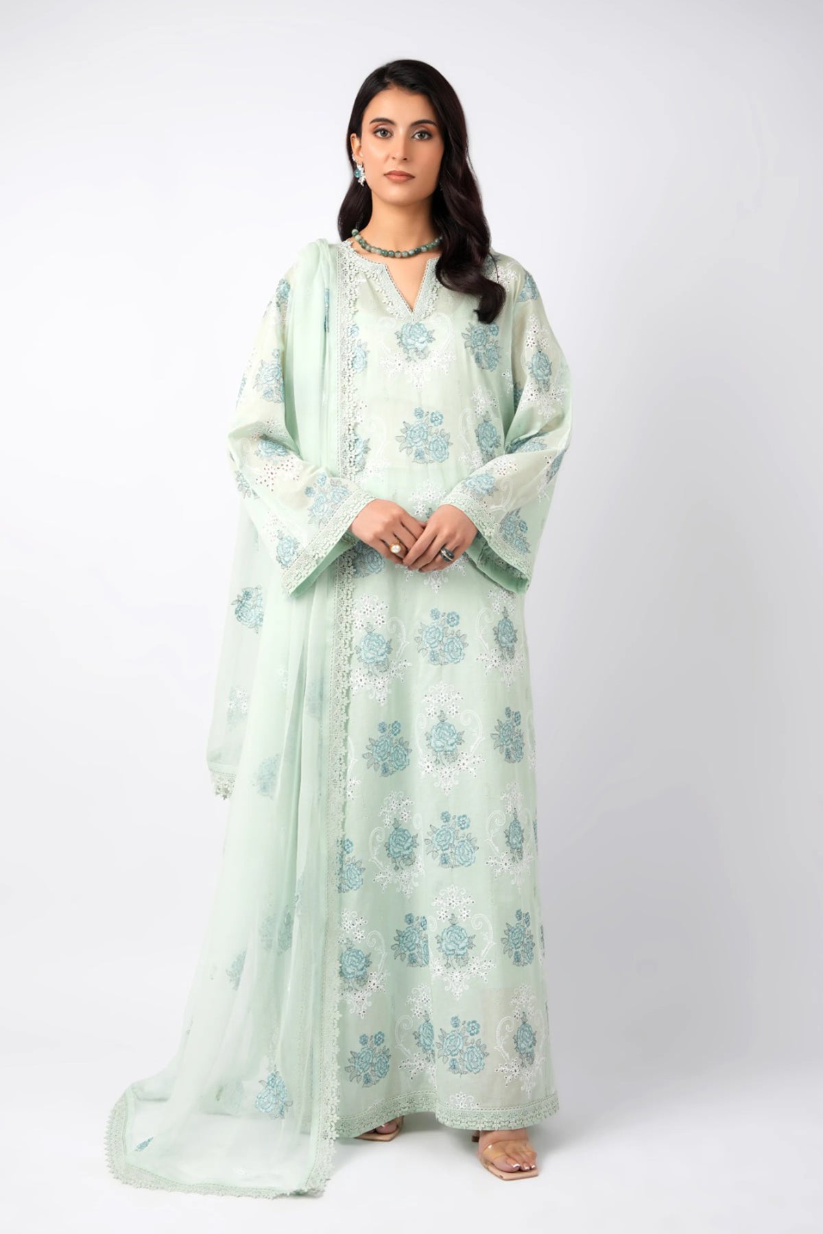 Bareeze 3PC Embroidered Lawn Suit with Embroidered chiffon Dupatta -BS2267