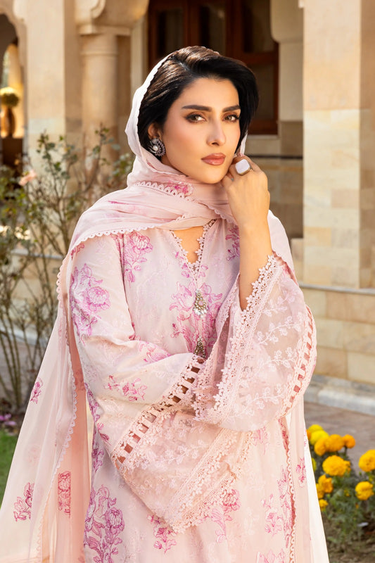 Bareeze 3PC Embroidered Lawn Suit with Embroidered chiffon Dupatta -BS2263