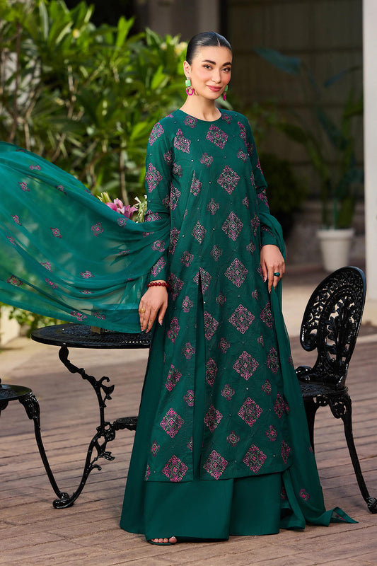 Bareeze Embroidered Lawn 3pc with Embroidered Crinkle Chiffon dupatta- BS2297