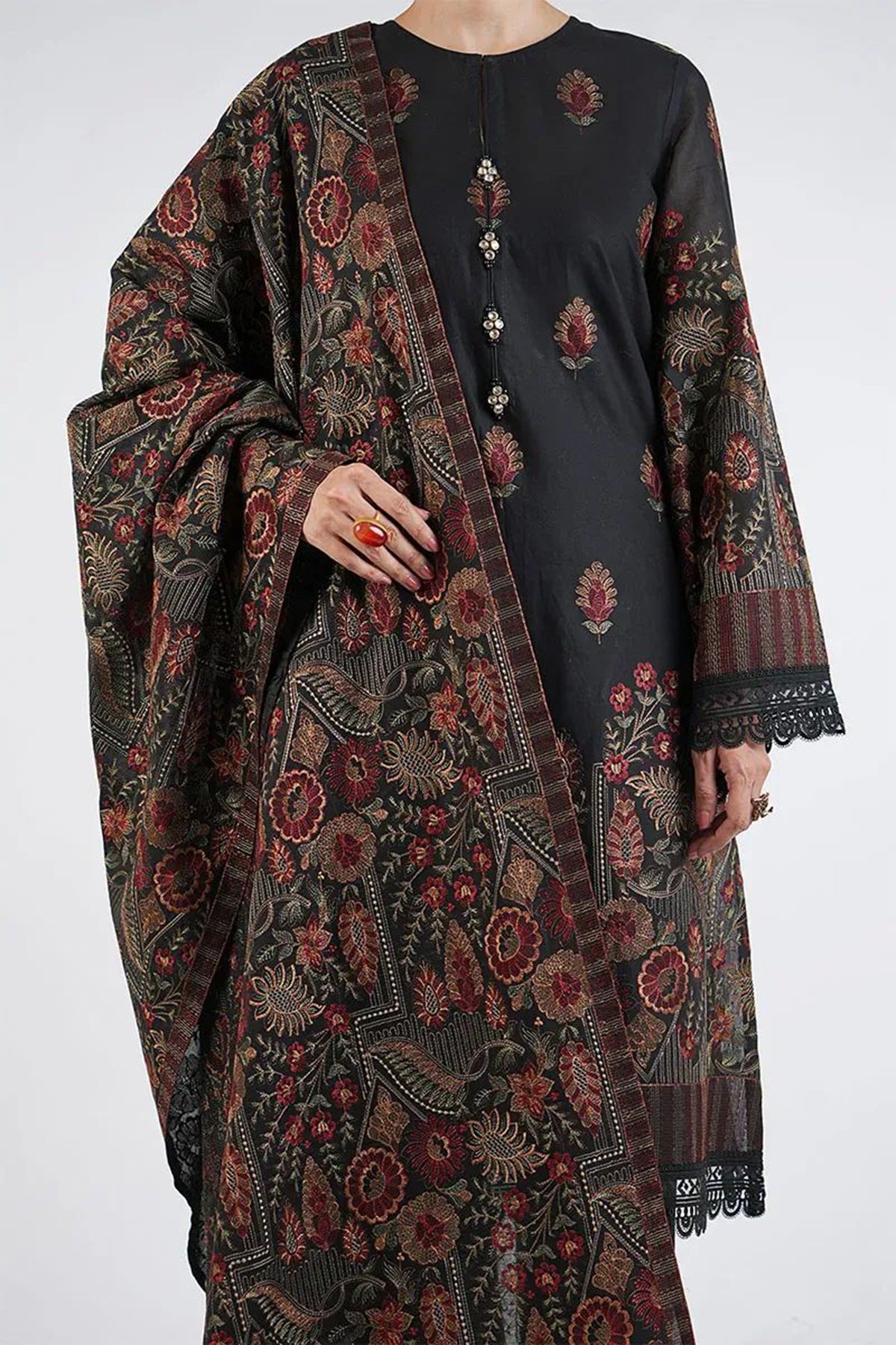 Bareeze 3PC Embroidered Dhanak Suit with Heavy Embroidered Shawal -BS2059
