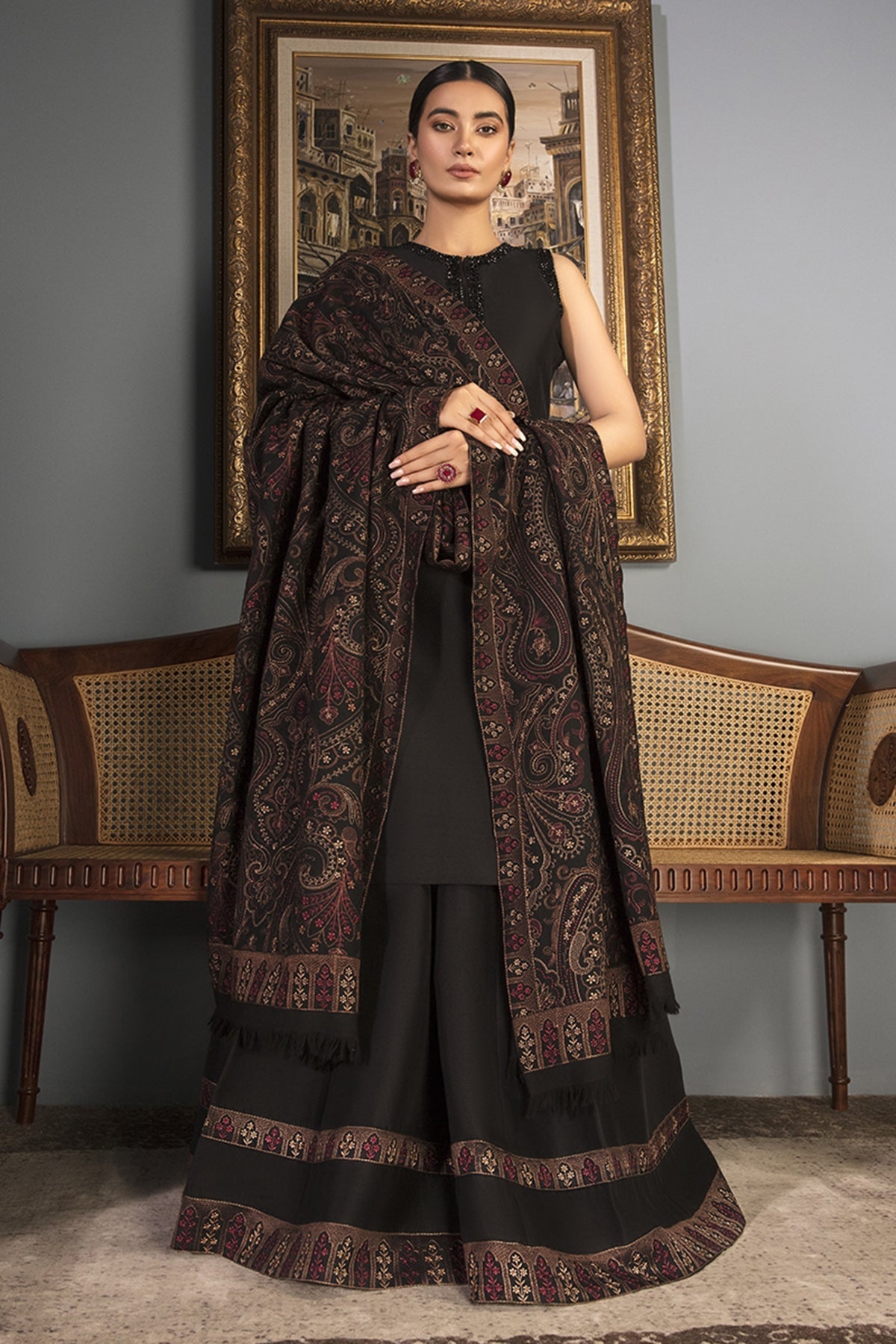 Bareeze 3PC Embroidered Dhanak with Embroidered Dhanak Shawl - BS1763