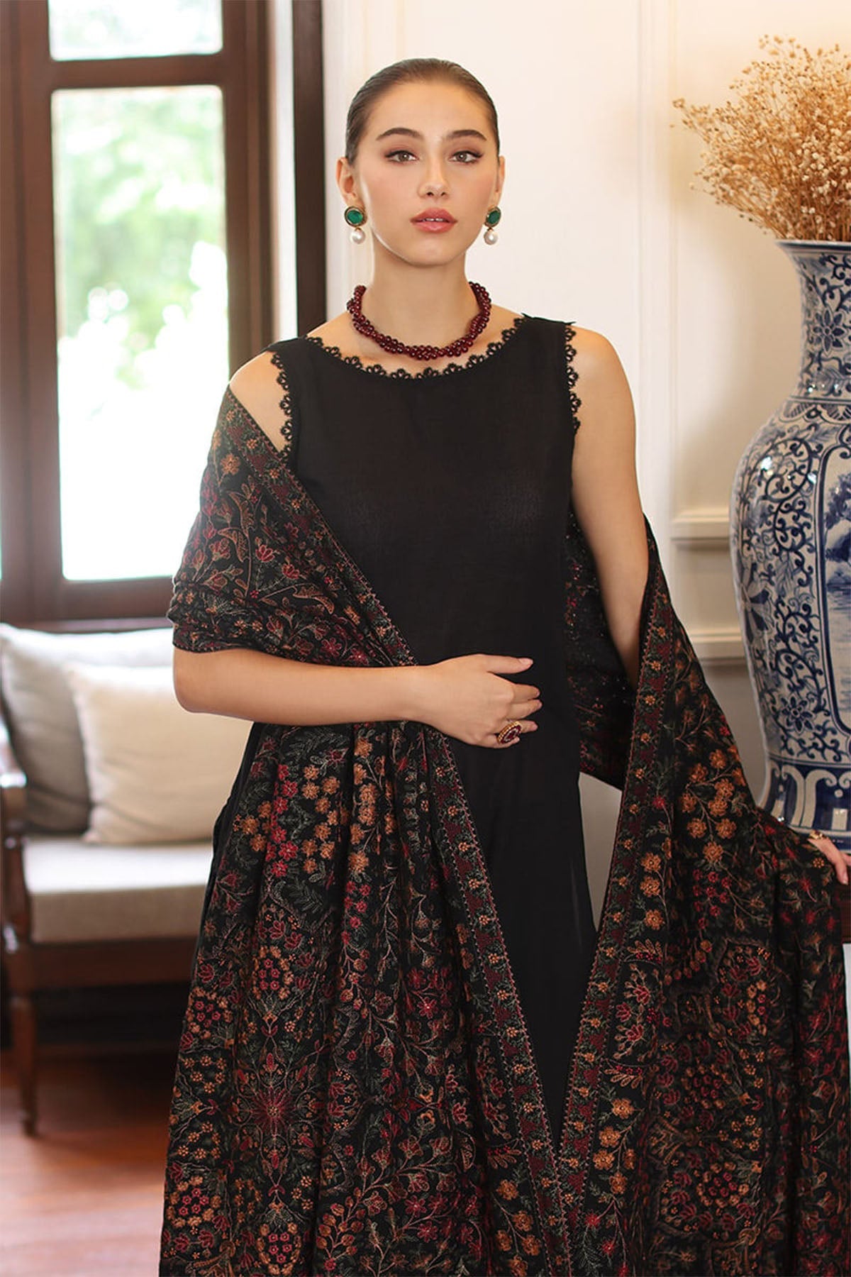 Bareeze 3PC Dhanak Suit with Heavy Embroidered Shawal -BS1977