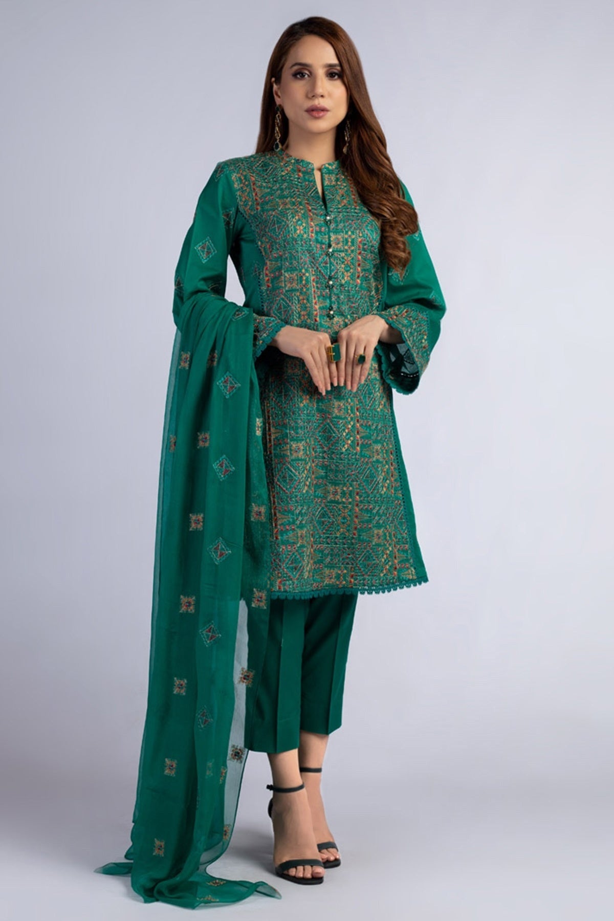 Bareeze Summer Lawn 3pc with Embroidered chiffon dupatta- BS1815