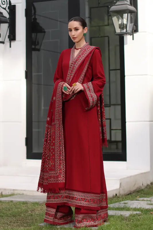 Bareeze 3PC Embroidered Karandi Suit with Heavy Embroidered Shawal -BS1966