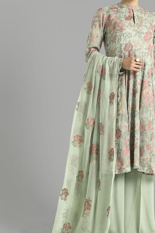 Bareeze Embroidered Lawn 3pc with Embroidered Chiffon Dupatta- BS1915