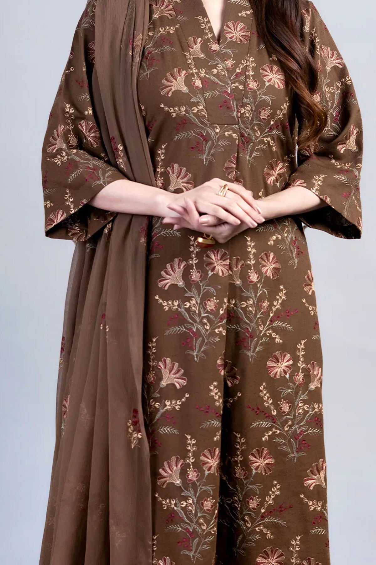 Bareeze Embroidered Lawn 3pc with Embroidered Crinkle Chiffon Dupatta- BS2024