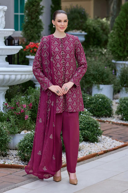 Bareeze 3PC Embroidered Karandi Suit with Embroidered Karandi Shwal -BS2302
