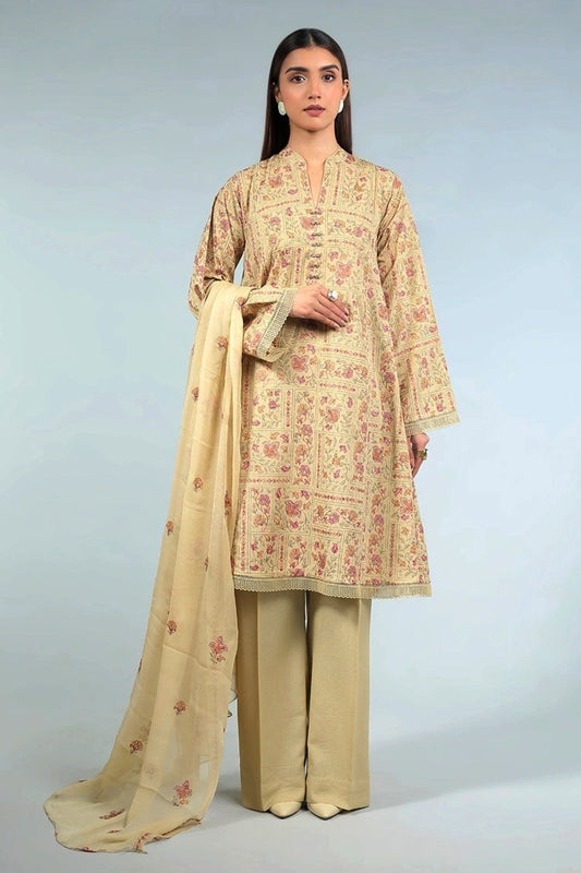 Bareeze Embroidered Lawn 3pc with Bamber Chiffon dupatta- BS1701
