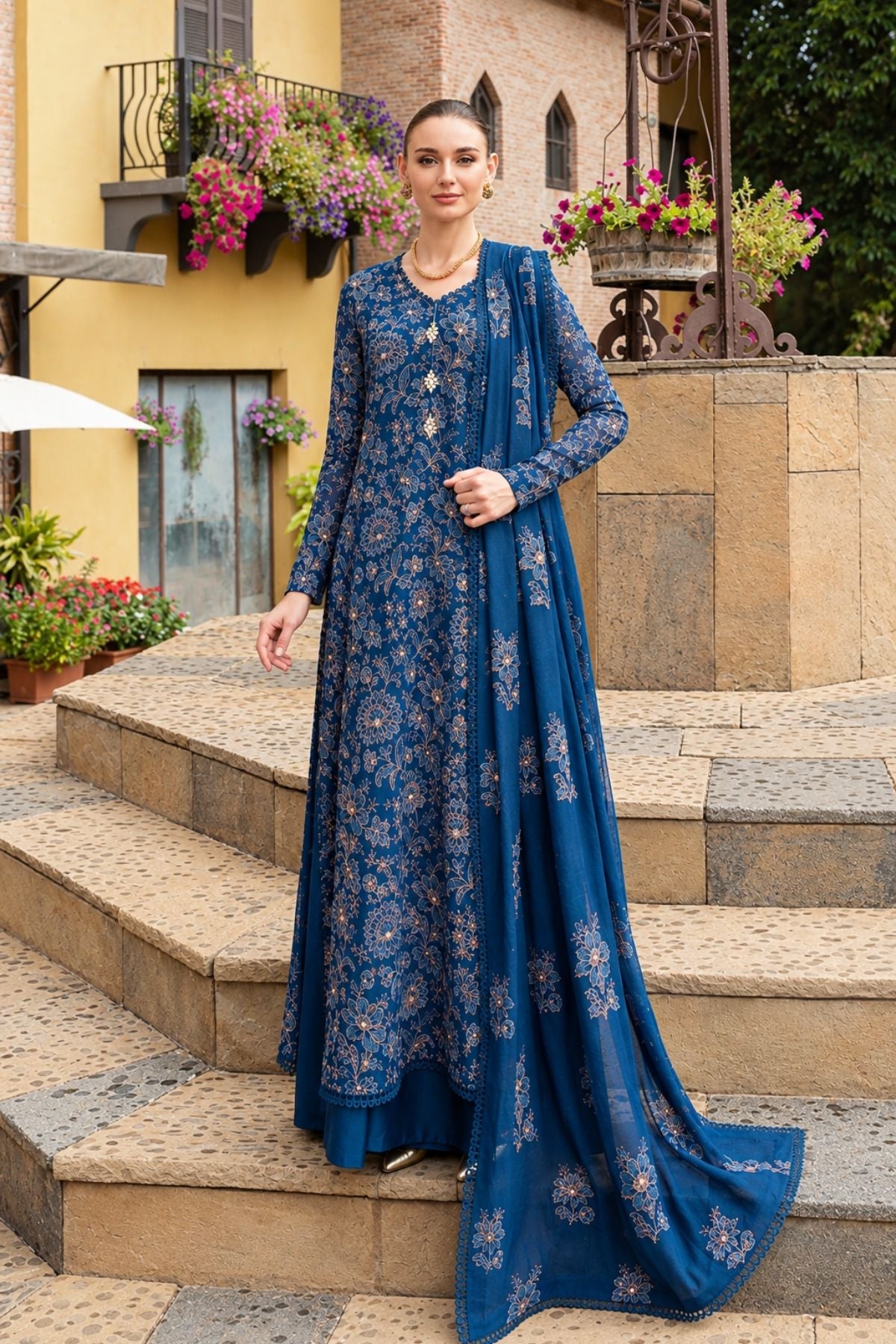 Bareeze 3PC Embroidered Karandi Suit with Embroidered Karandi Shwal - BS2321