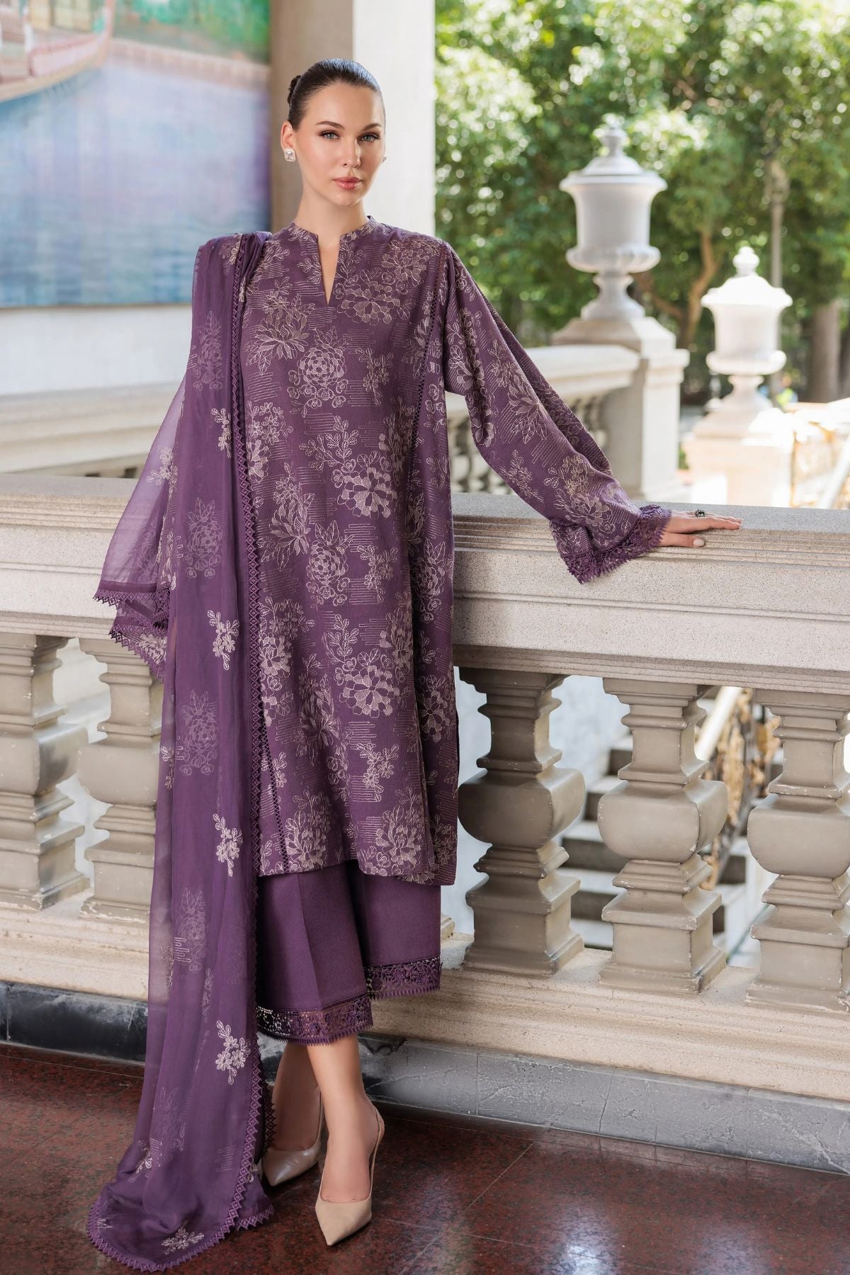 Bareeze 3PC Embroidered Karandi Suit with Embroidered Karandi Shwal -BS2309