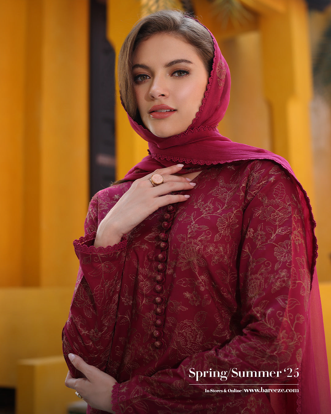 Bareeze Embroidered Lawn 3pc with Embroidered Crinkle Chiffon Dupatta- BS2035