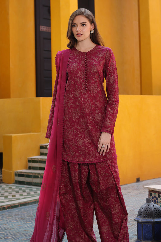 Bareeze Embroidered Lawn 3pc with Embroidered Crinkle Chiffon Dupatta- BS2035