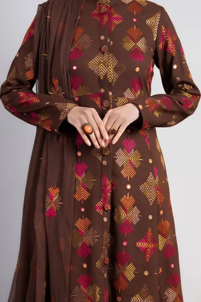 Bareeze Embroidered Dhanak 3pc with Embroidered Shawal- BS2151