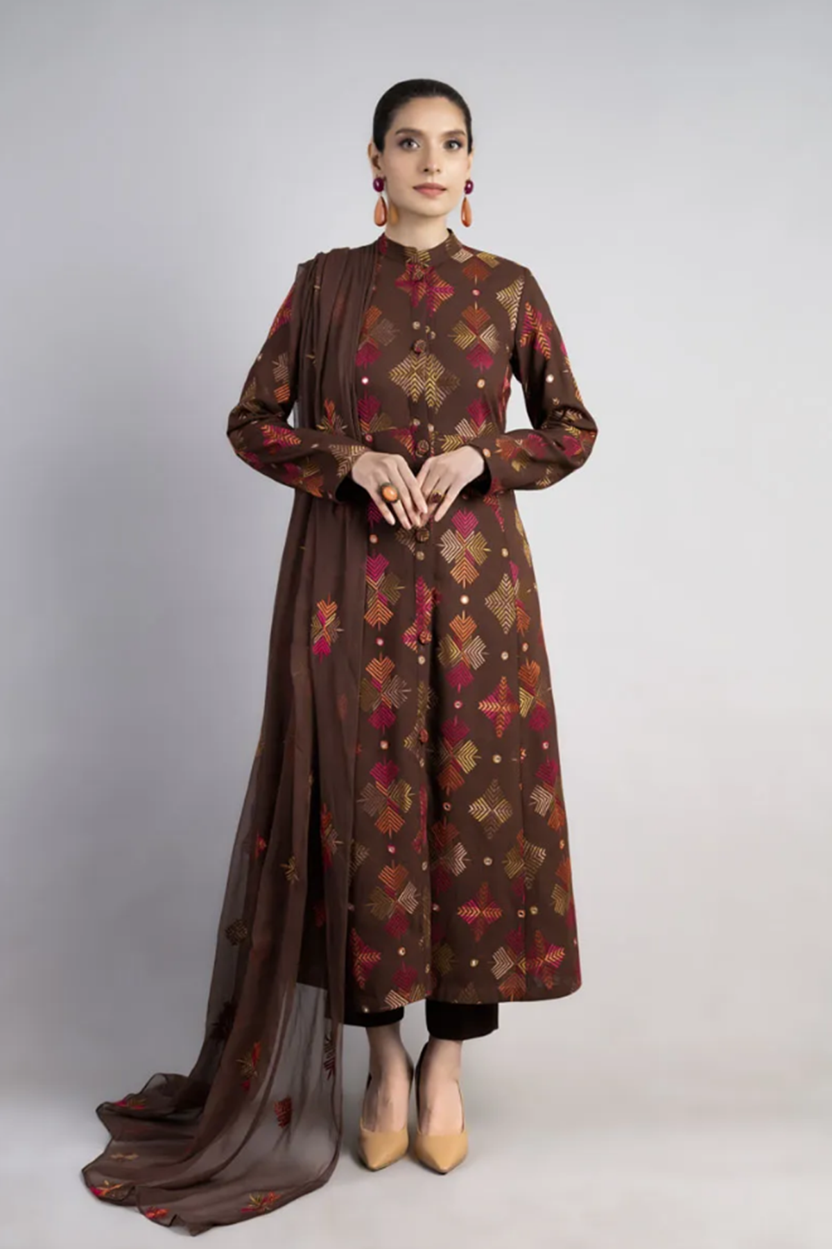 Bareeze Embroidered Dhanak 3pc with Embroidered Shawal- BS2151