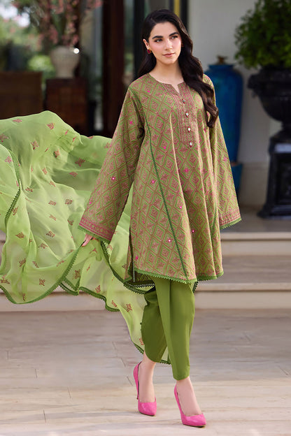 Bareeze Embroidered Lawn 3pc with Embroidered Crinkle Chiffon dupatta- BS2299