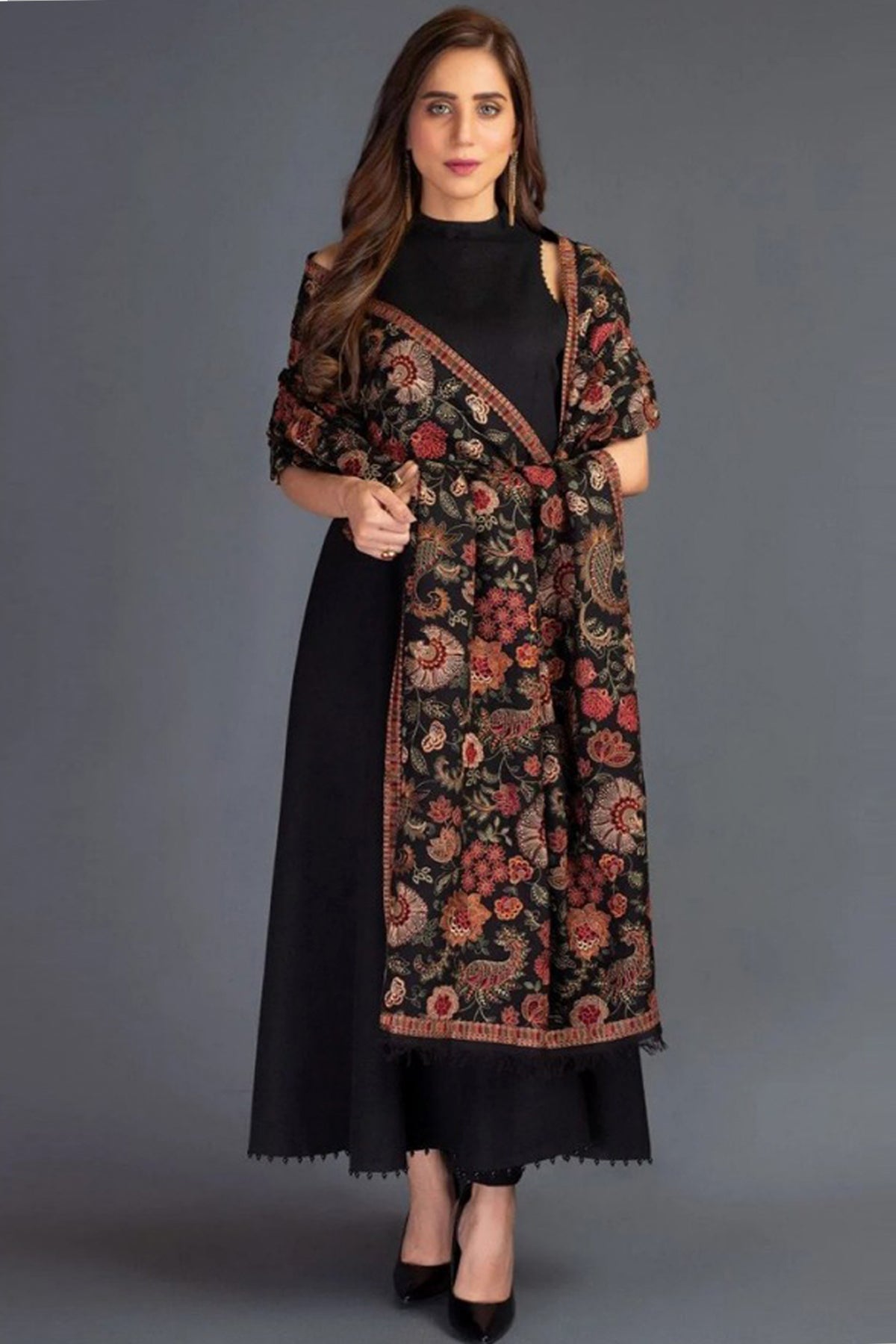 Bareeze 3PC Embroidered Dhanak Suit with Heavy Embroidered Shawal -BS102133