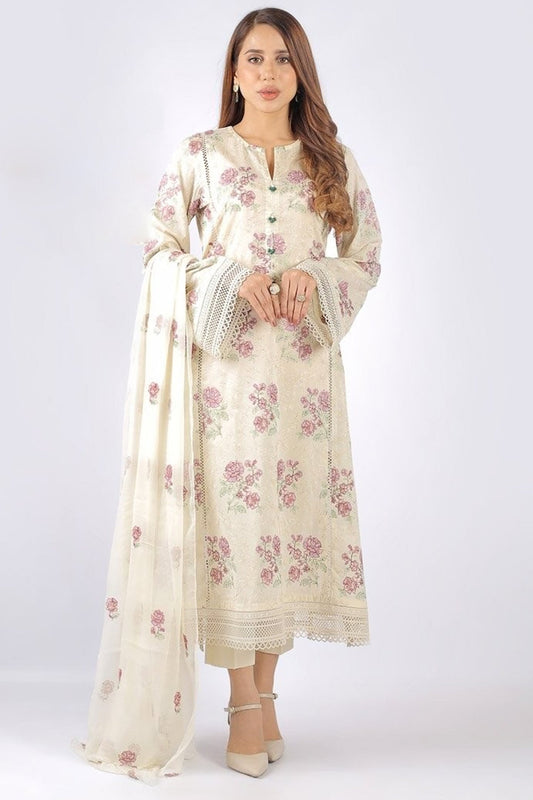 Bareeze 3PC Embroidered Lawn Suit with pure chiffon Dupatta - BS1628