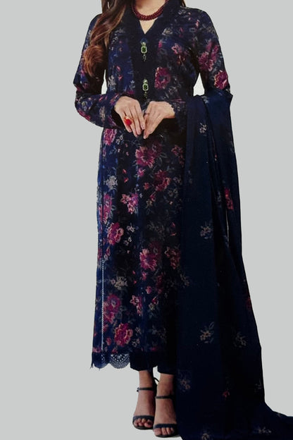 Bareeze 3PC Embroidered Lawn Suit with Embroidered chiffon Dupatta -BS2219