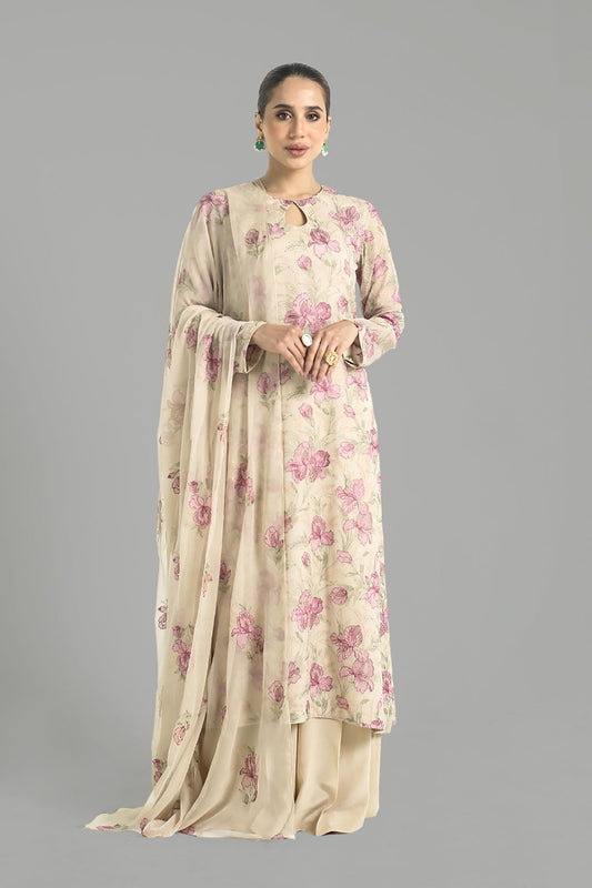 Bareeze Embroidered Lawn 3pc with Embroidered Chiffon Dupatta- BS1896