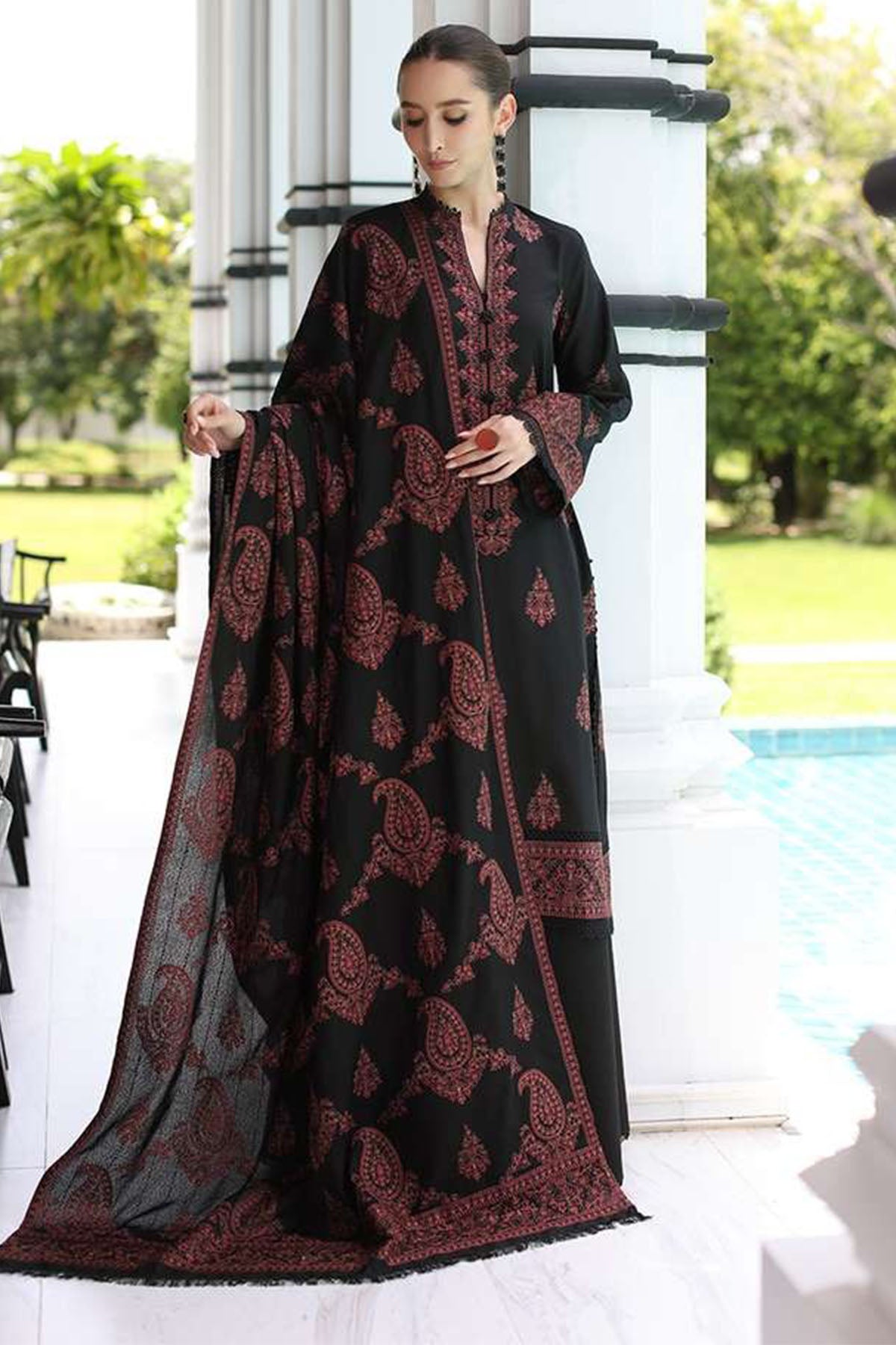 Bareeze 3PC Embroidered Dhanak Suit with Heavy Embroidered Shawal -BS1965