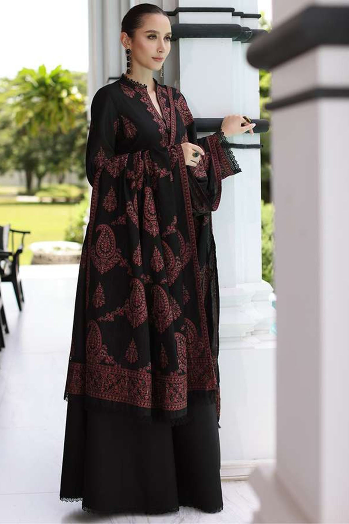 Bareeze 3PC Embroidered Dhanak Suit with Heavy Embroidered Shawal -BS1965
