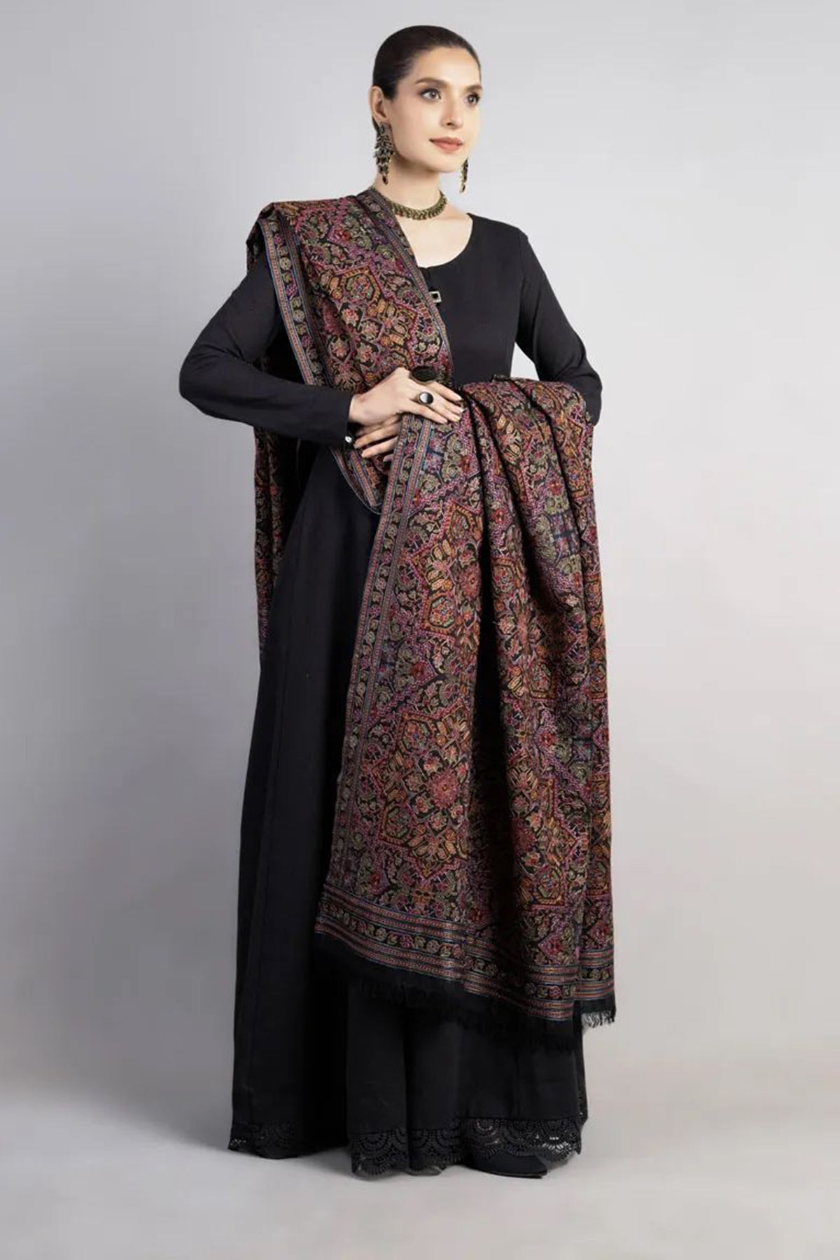 Bareeze 3PC Embroidered Dhanak Suit with Heavy Embroidered Shawal -BS2062