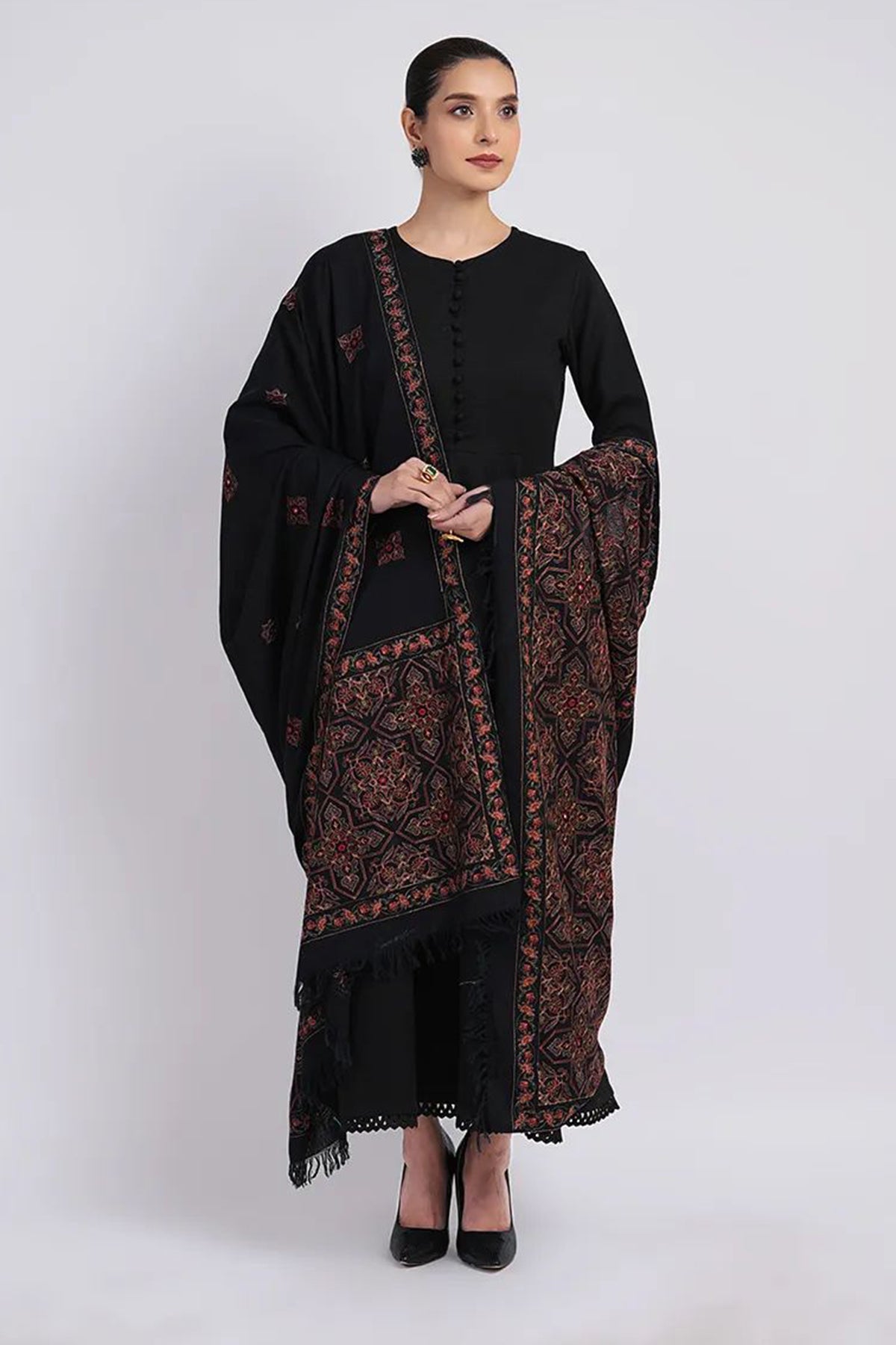 Bareeze 3PC Embroidered Dhanak Suit with Heavy Embroidered Shawal -BS2061