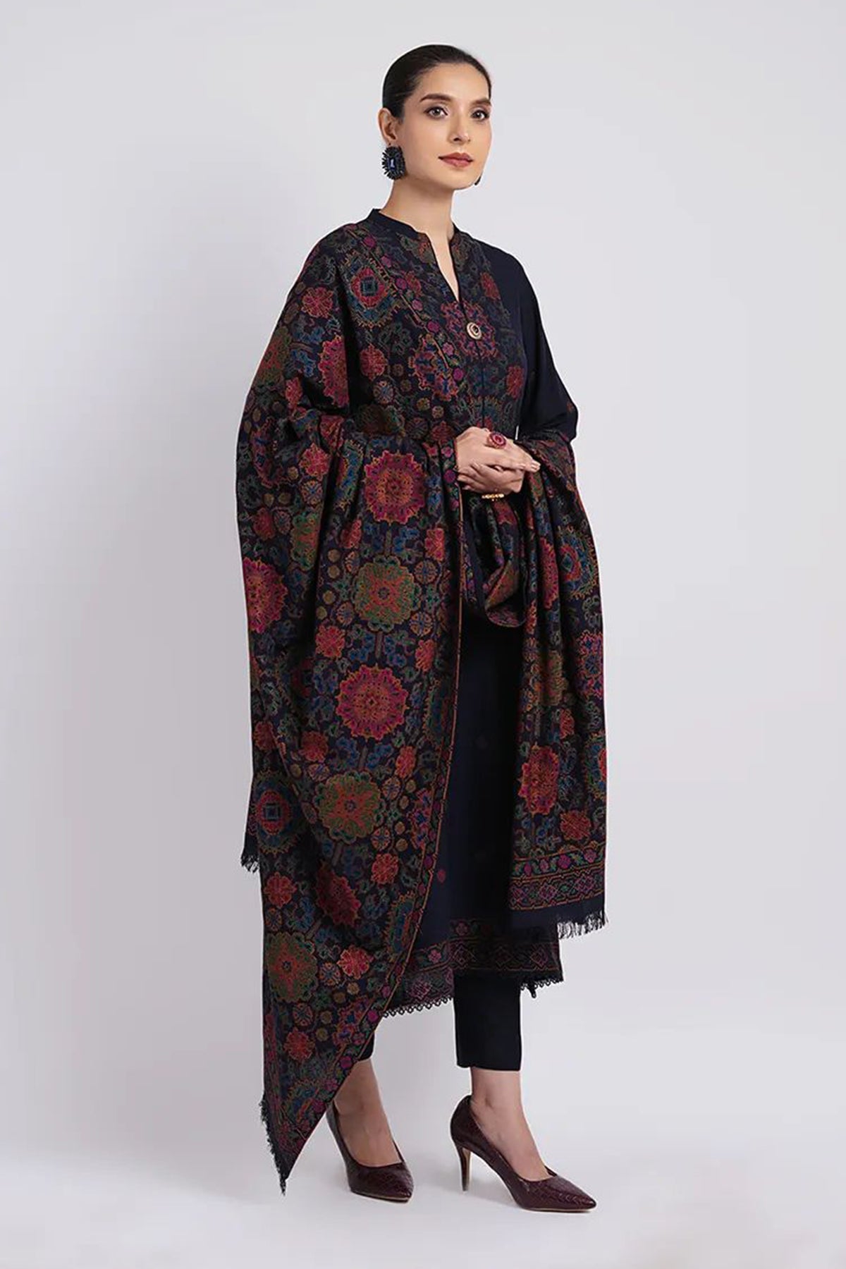 Bareeze 3PC Embroidered Dhanak Suit with Heavy Embroidered Shawal -BS2056