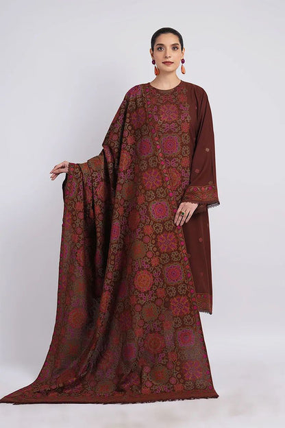 Bareeze 3PC Embroidered Dhanak Suit with Heavy Embroidered Shawal -BS2055