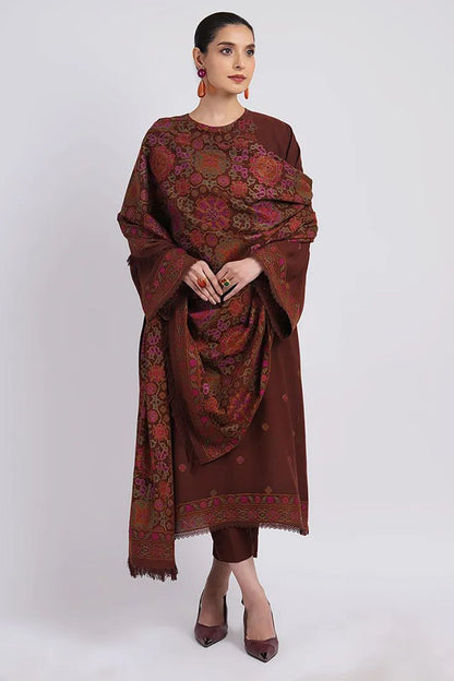 Bareeze 3PC Embroidered Dhanak Suit with Heavy Embroidered Shawal -BS2055