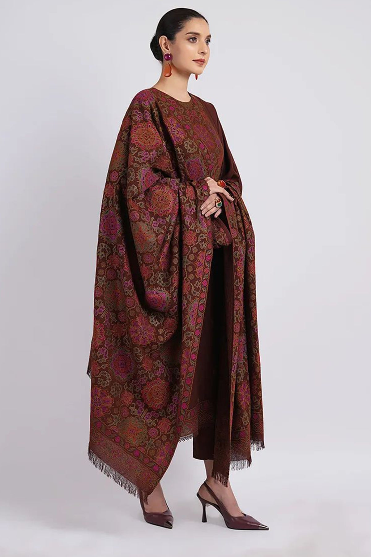 Bareeze 3PC Embroidered Dhanak Suit with Heavy Embroidered Shawal -BS2055