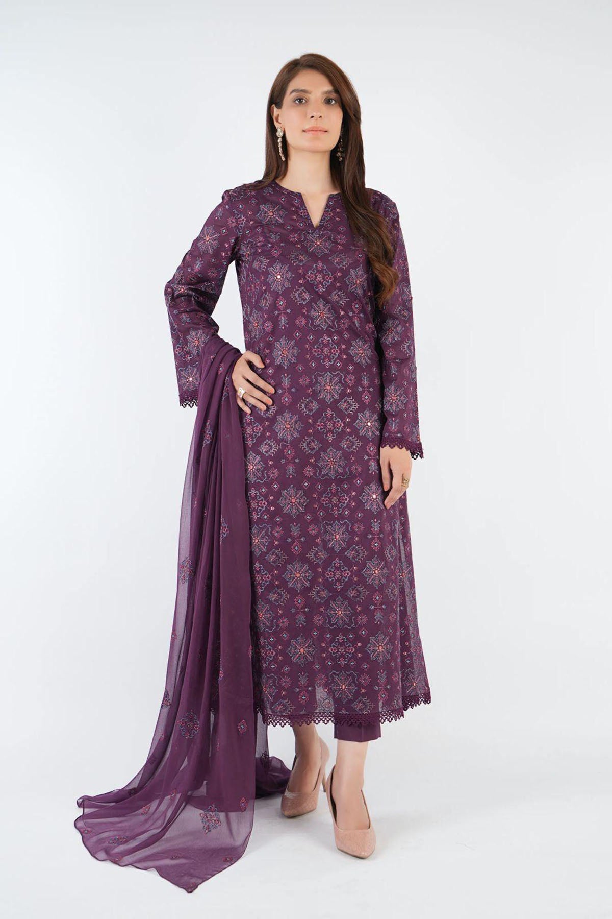 Bareeze 3PC Embroidered Dhanak Suit with Embroidered Shwal -BS2145