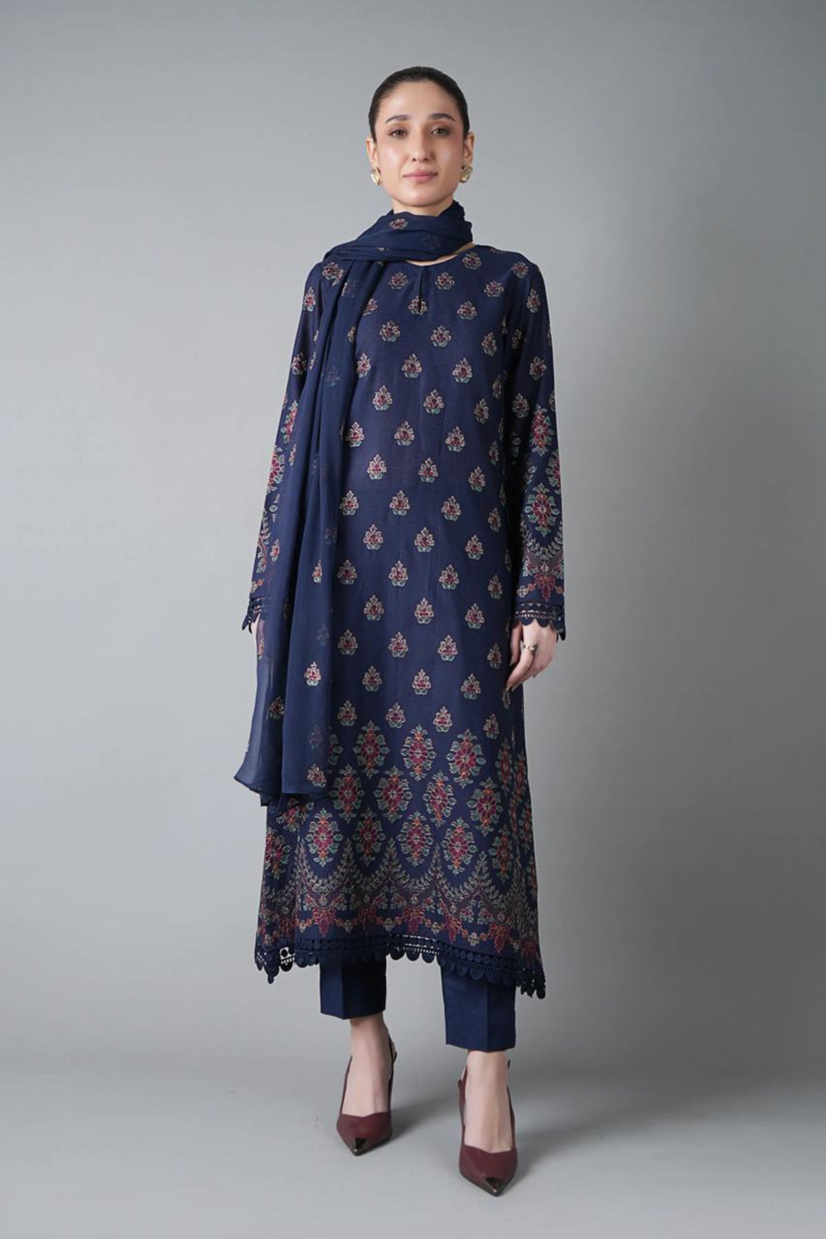 Bareeze 3PC Embroidered Dhanak Suit with Embroidered Shwal -BS2091