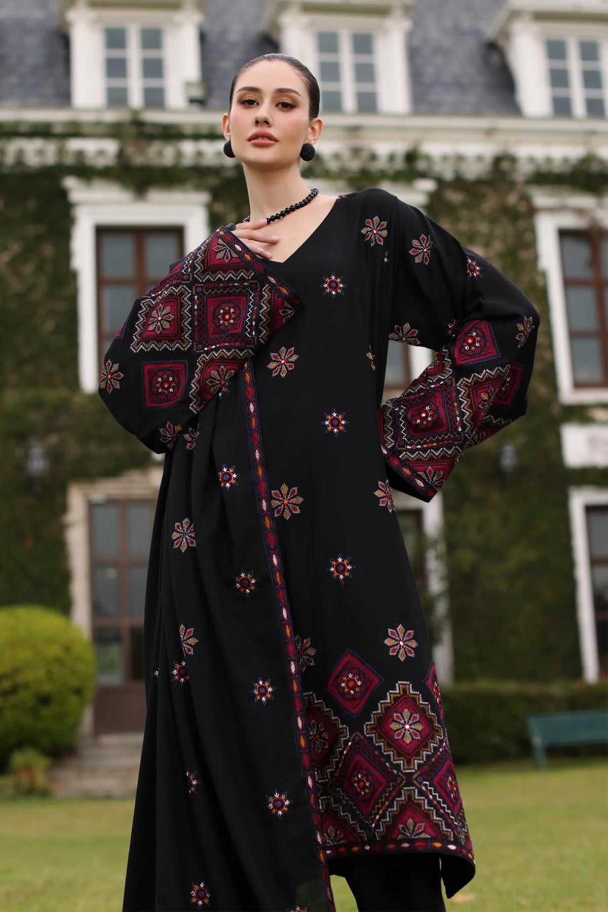Bareeze 3PC Embroidered Dhanak Suit with Embroidered Shawal -BS2152