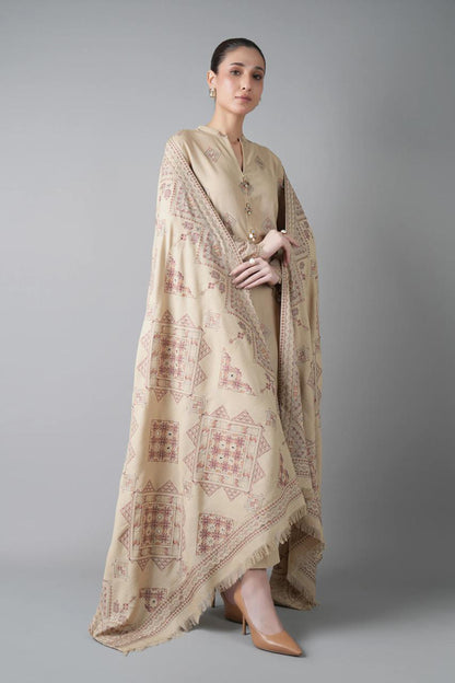 Bareeze 3PC Embroidered Dhanak Suit with Embroidered Shwal -BS2150