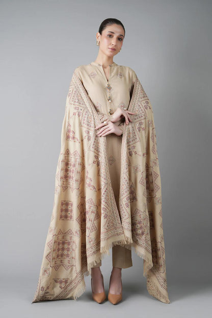 Bareeze 3PC Embroidered Dhanak Suit with Embroidered Shwal -BS2150