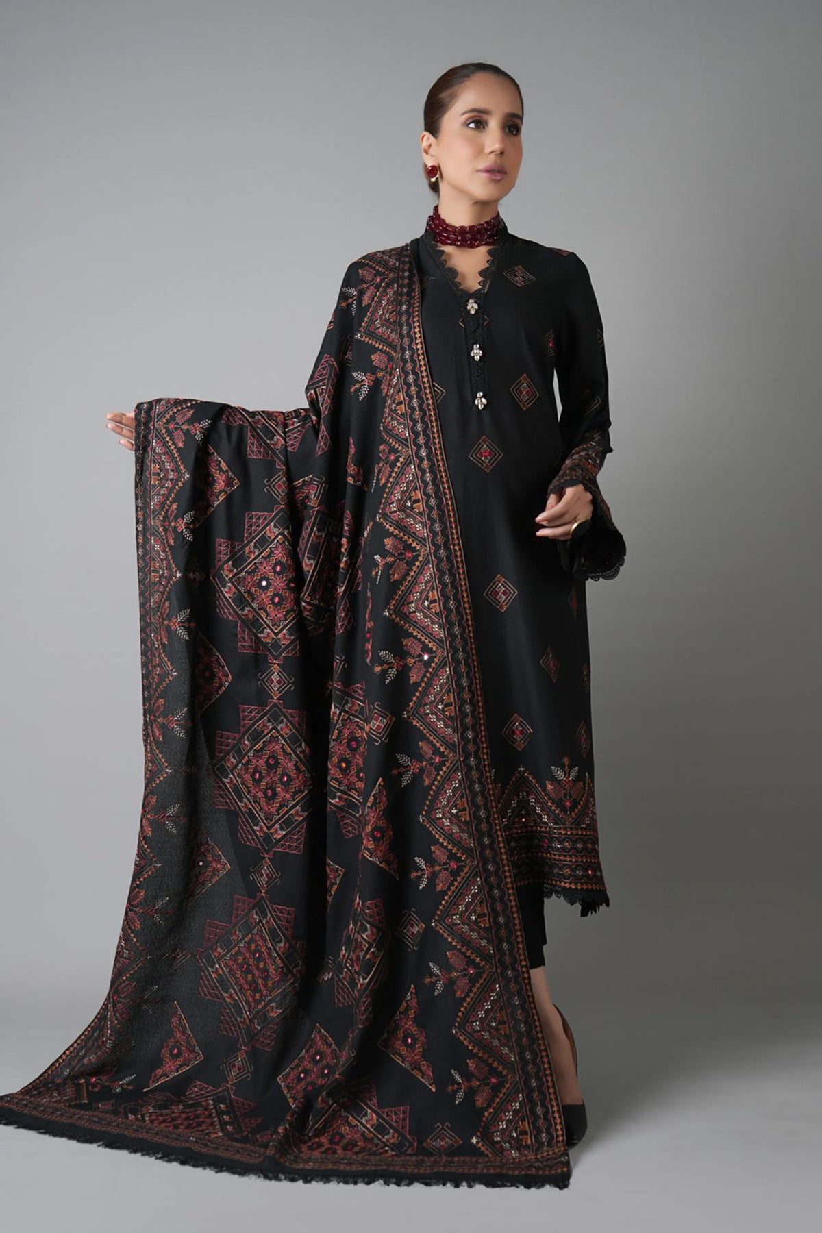 Bareeze 3PC Embroidered Dhanak Suit with Embroidered Shwal -BS2149