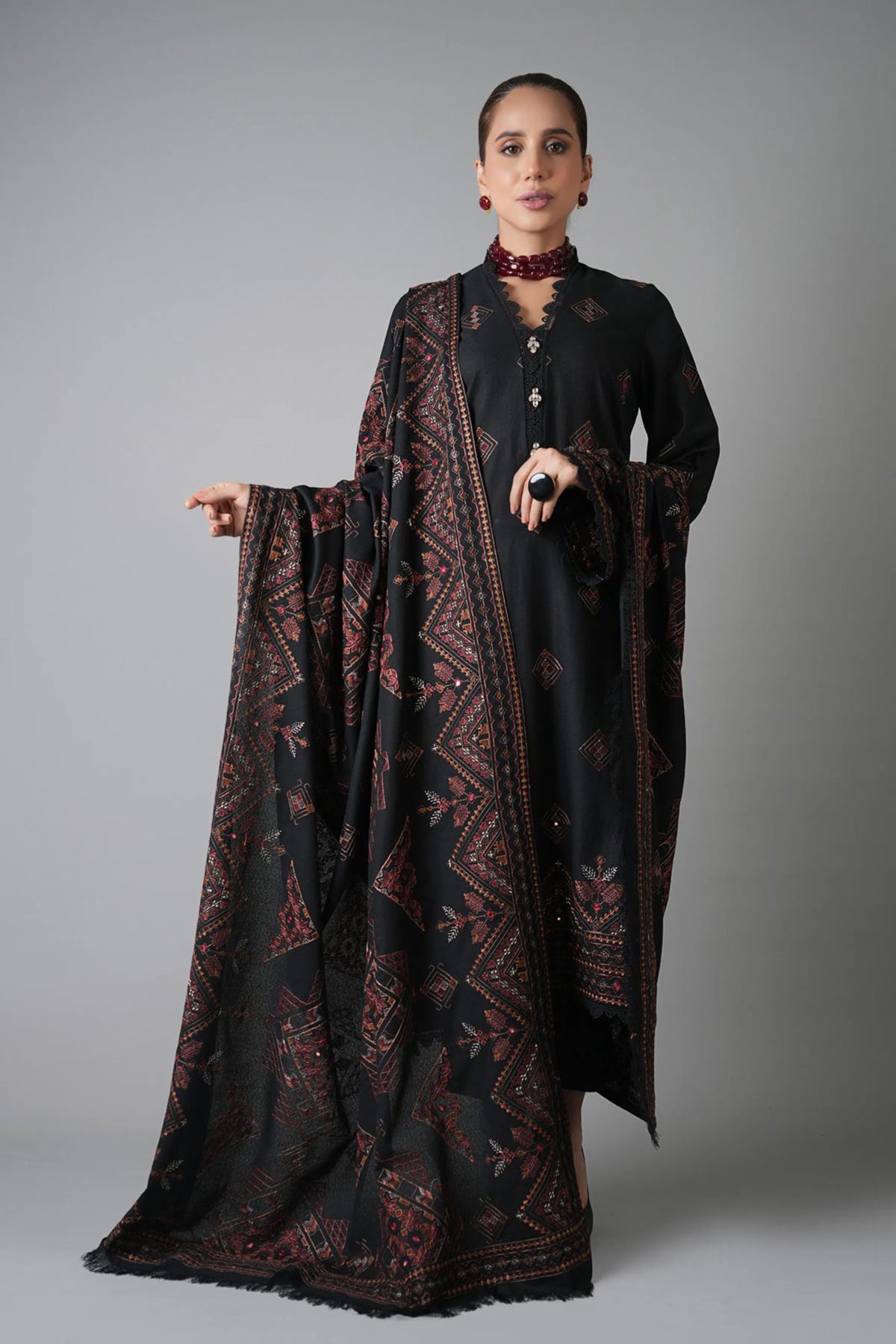 Bareeze 3PC Embroidered Dhanak Suit with Embroidered Shwal -BS2149