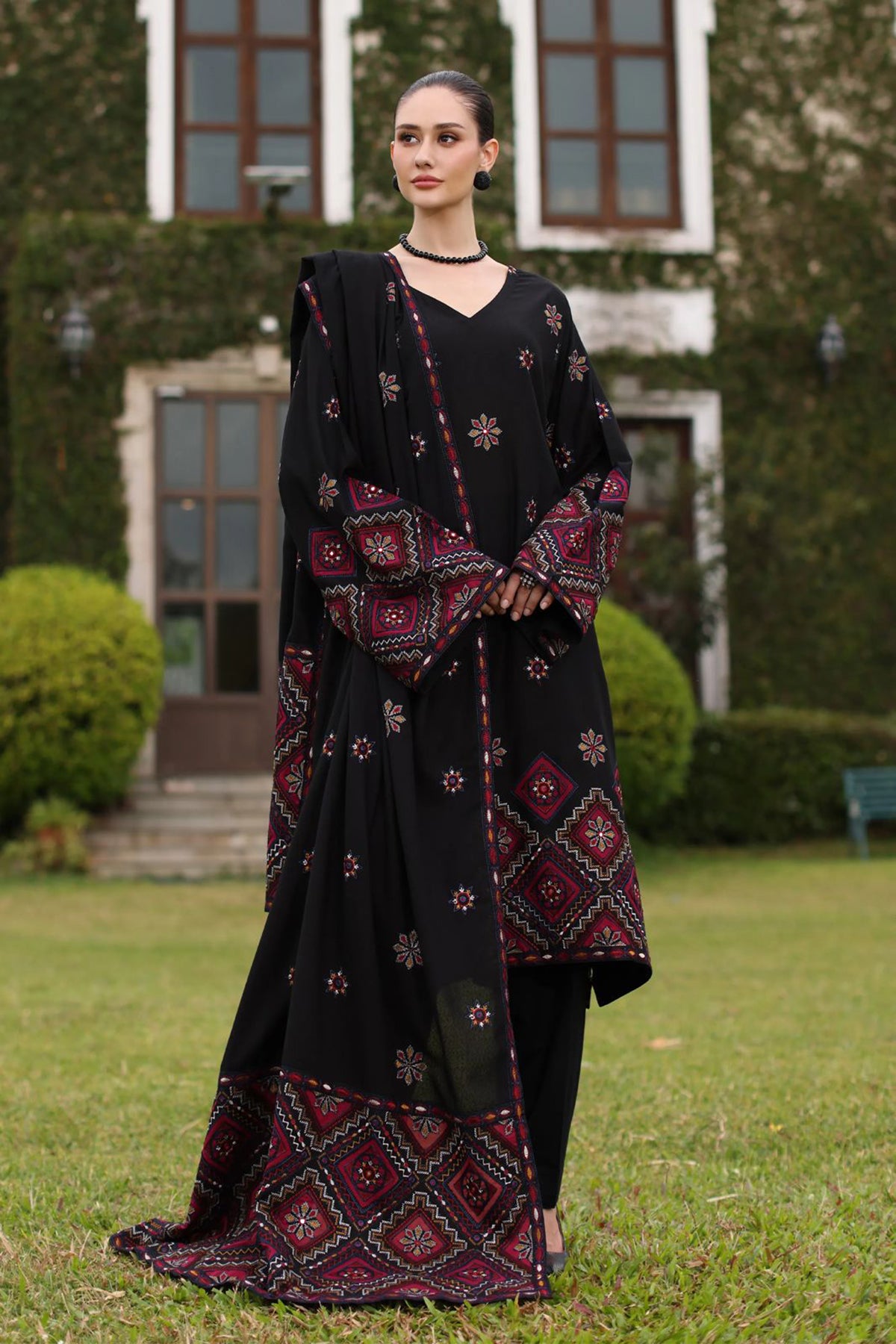 Bareeze 3PC Embroidered Dhanak Suit with Embroidered Shawal -BS2152