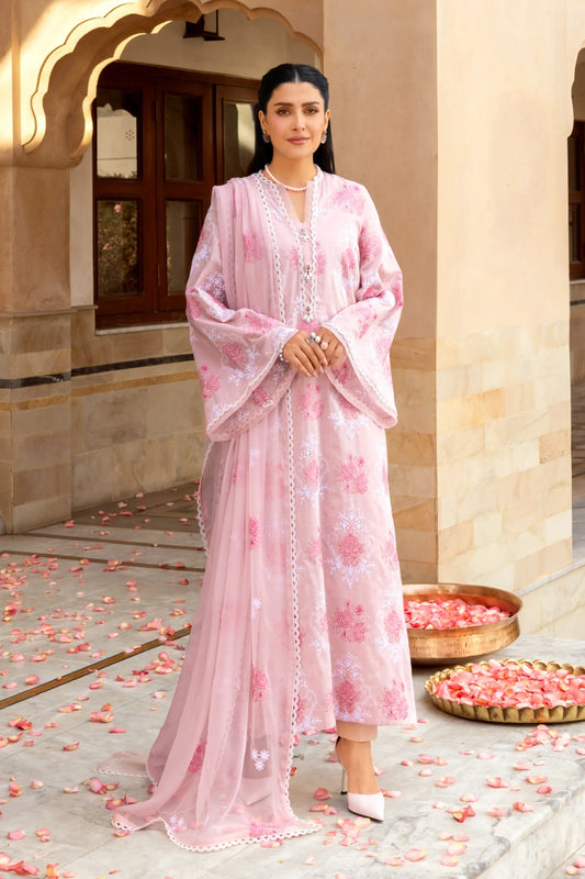 Bareeze 3PC Embroidered Lawn Suit with Embroidered chiffon Dupatta -BS2262