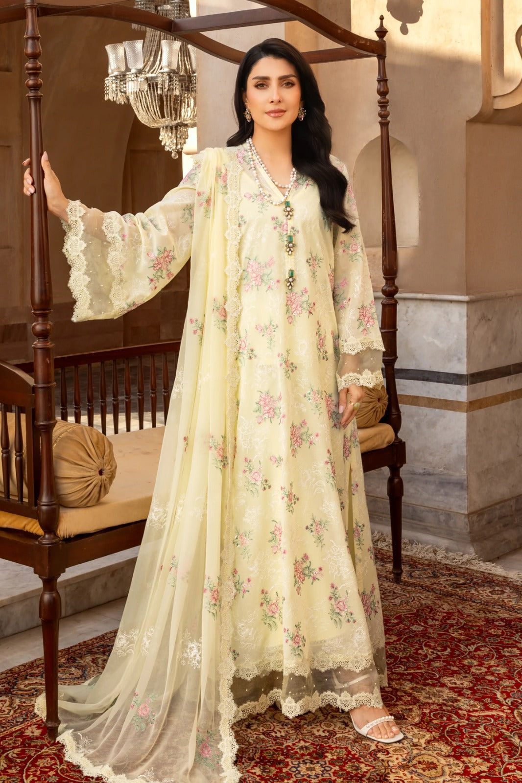 Bareeze 3PC Embroidered Lawn Suit with Embroidered chiffon Dupatta -BS2264