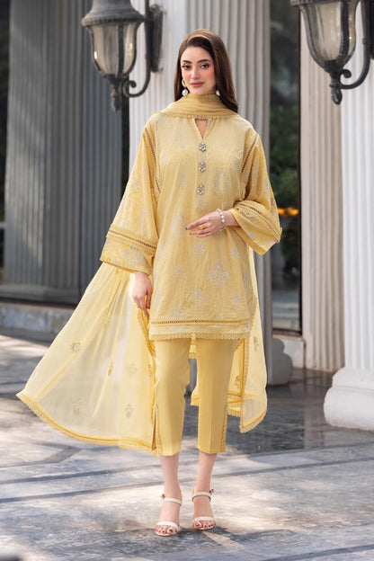 Bareeze 3PC Embroidered Lawn Suit with Embroidered chiffon Dupatta -BS2260